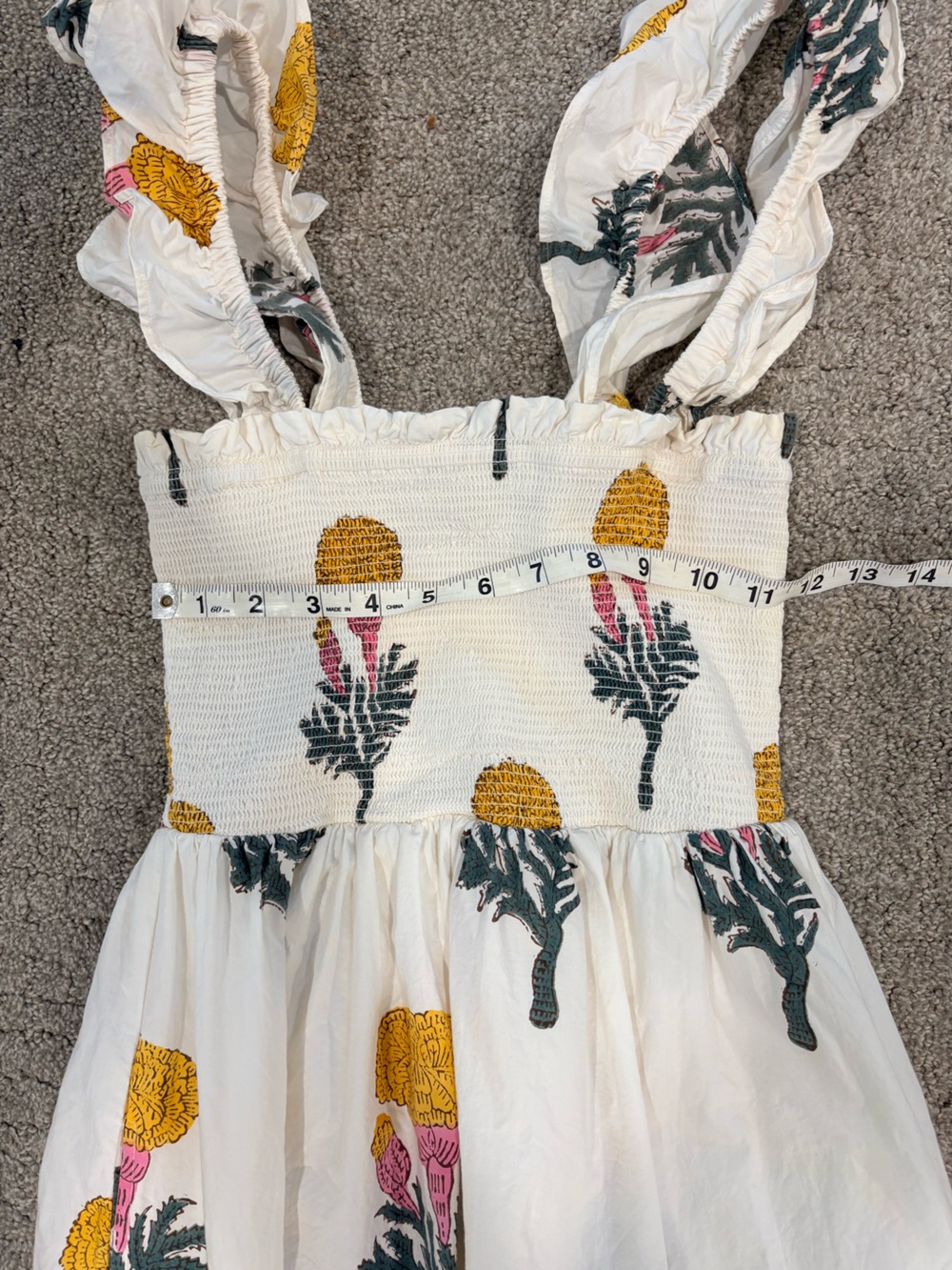 Marea Marigold Sasco Dress with Yellow & Pink Block Print Floral - Size Small - Picture 4 of 6